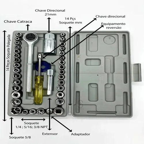 40-Piece Chrome Vanadium & Stainless Steel Tool Kit Set – Portable & Practical