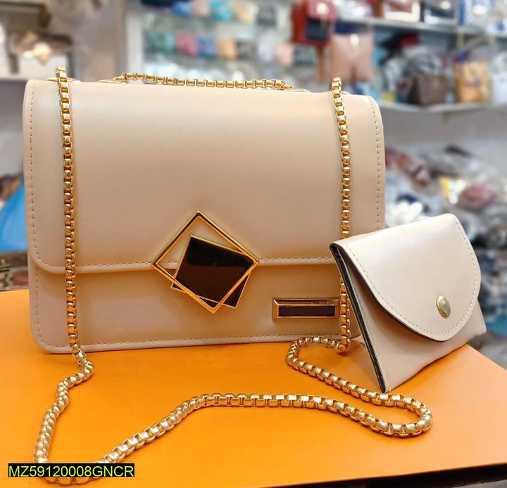 2 Pcs PU leater Hand abg With Long Golden Chain For Girls